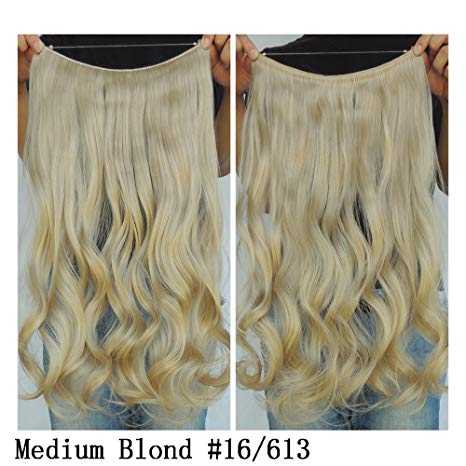 Secret Halo Hair Extensions Flip in Curly Wavy Hair Extension Synthetic Women Hairpieces 20" (Medium Blonde #16/613)