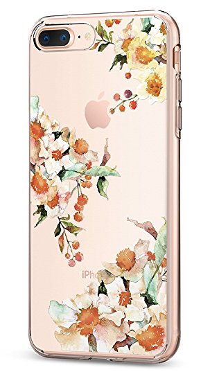 Spigen Liquid Crystal [2nd Generation] iPhone 8 Plus Case/iPhone 7 Plus Case with Premium Clarity for Apple iPhone 8 Plus (2017)/iPhone 7 Plus (2016) - Aquarelle Primrose