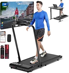 SupeRun 3 in 1 Walking Pad Treadmill- 3.0HP Folding Treadmills for Home Easy to Store, 300LBs Capacity Under Desk Treadmill Free Installation and Low Noise for Office Work