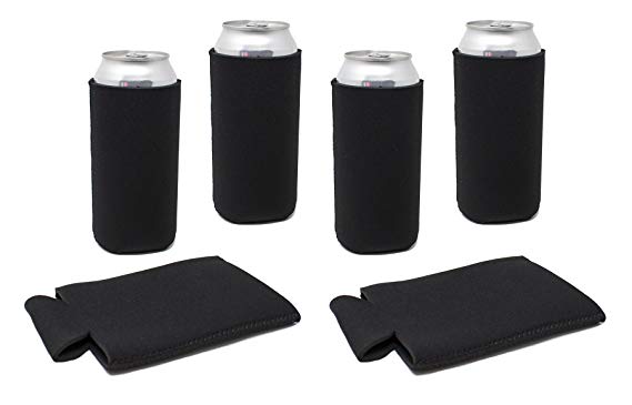 TahoeBay Tallboy Can Sleeves - 24oz Neoprene Beer Coolies for Cans - Bulk Blank Energy Drink Coolers (Black, 6)