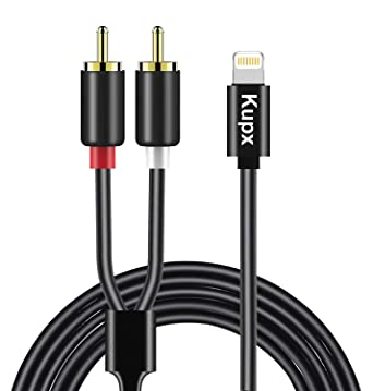 Kupx 4ft 2-Male RCA to IOS Adapter Audio Stereo Cable Aux Cord Compatible with iPhone 11 X XR XS MAX 8 7 S Plus Pad Pro Mini Air Pod Touch for Home Speakers Car Aux Speakers Power Amplifier and Others