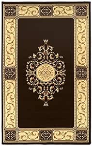 Superior Indoor Area Rug, Jute Backing, Plush Floral Rugs for Entryway, Living Room, Kitchen Floors, Bedroom, Office Floor Cover, Medallion Rugs, Elegant Medallion Collection, 8' x 10', Coffee