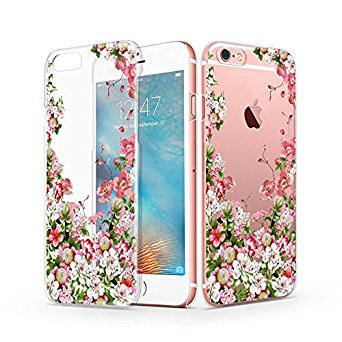 iPhone 6s Plus Case, iPhone 6 Plus Clear Case, MOSNOVO Ultra Slim Floral Flower Clear Design Transparent Hard Plastic Case Cover for Apple iPhone 6 Plus 5.5 Inch