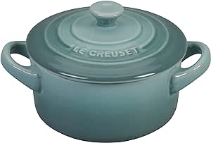 Le Creuset Stoneware Mini Round Cocotte with Lid, 8 oz., Sea Salt