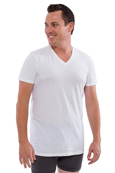 TexereSilk Men's 100% Organic Cotton V-Neck Undershirt - Soft Cotton Tee by Texere (Wayra)