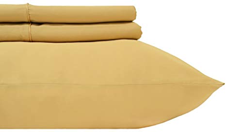 Royal's Solid Gold 800-Thread-Count 4pc King Bed Sheet Set 100-Percent Cotton, Sateen Solid, Deep Pocket