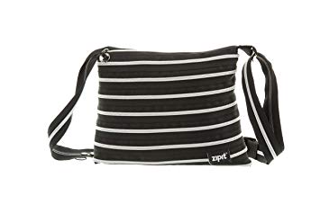 ZIPIT Medium Shoulder Bag, Black & Silver Teeth