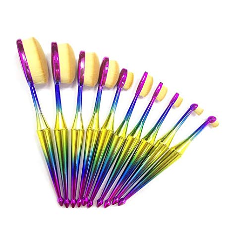 Round Makeup brushes (10PC) – SELENA (RAINBOW)