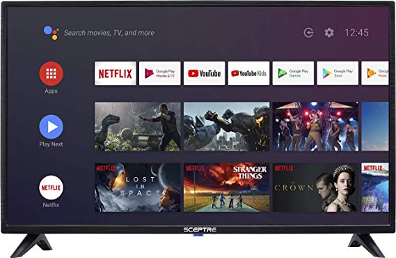 Sceptre Android TV A322BV-SRC 32-inch Smart LED HD TV Google Assistant Chromecast Bluetooth Remote, Machine Black 2020