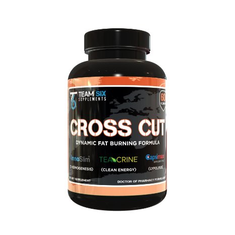 CROSS CUT - All-Natural Caffeine Free Thermogenic Fat Burner for Men and Women, Non-Habit Forming Sustained Energy with Teacrine & 7 More Clinically Fat Loss Proven Ingredients, 60 Vcaps