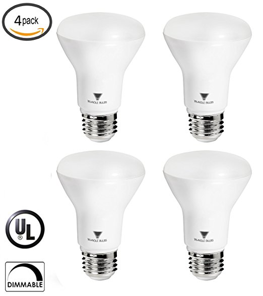 Triangle Bulbs T99005 7-Watt (50-Watt) R20 Indoor Flood LED Dimmable Light Bulb, Soft white, 550 Lumens, 4-Pack