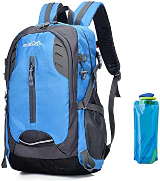 A AM SeaBlue Hiking Backpack 30L Trekking Rucksack Waterproof Outdoor Climbing Camping Mountaineering Daypack Lightweight Travel Laptop Bag For Mens Women with Water Bottle