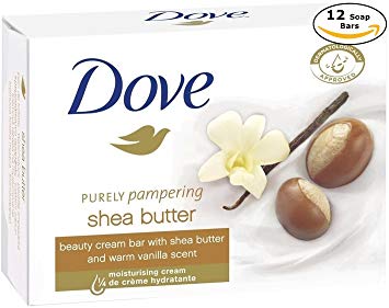 Dove Purely Pampering Shea Butter Beauty Bar with Vanilla Scent Soap 3.5 Oz / 100 Gr (Pack of 12 Bars)