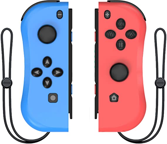 DELAM Joy Con Controller Replacement for Nintendo Switch, L/R Joycon Pad with Wrist Strap, Alternatives for Nintendo Switch Controllers, Wired/Wireless Switch Remotes - Red and Blue