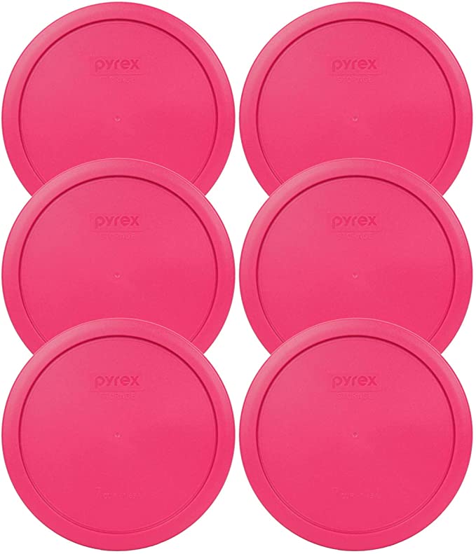 Pyrex 7402-PC 7 Cup Fuchsia Pink Round Plastic Lid (6, Fuchsia Pink)