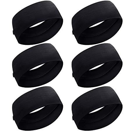 6 Pieces Button Headband Unisex Elastic Hair Band with Button Face Cover Holder for Nurses, Doctors and Ears Protection (Black)