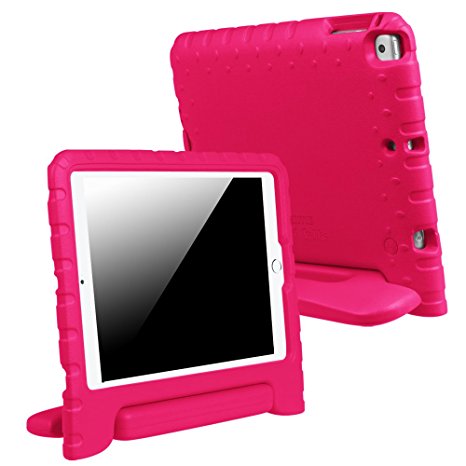 Fintie Case for Apple New iPad 9.7 Inch 2017 Model (iPad 5th Gen) / iPad Air - Kiddie Series Light Weight Shock Proof Convertible Handle Stand Cover Case Kids Friendly - Magenta