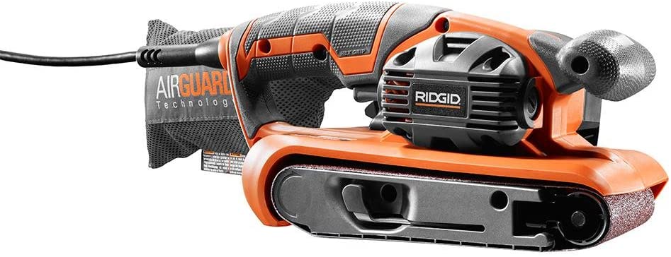 Ridgid 6.5 Amp Corded 3 in. x 18 in. Variable Speed Belt Sander with AIRGUARD Technology, R27401, (Bulk Packaged, Non-Retail Packaging)