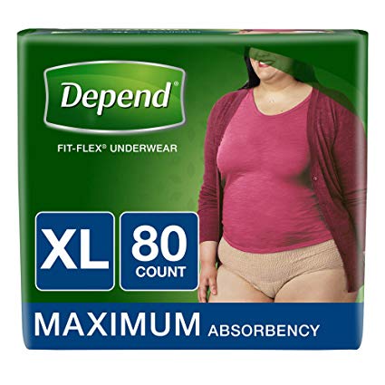 Depend Fit-Flex EXTRA LARGE Maximum Absorbency Underwear for Women, 80 ct.