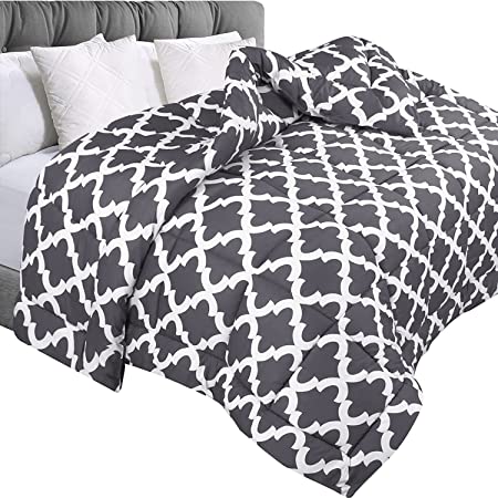 Utopia Bedding Comforter Queen 200x200cm, Doona 250GSM Printed Microfiber, Quilted Duvet, Soft and Box Stitched Quilt (Grey)