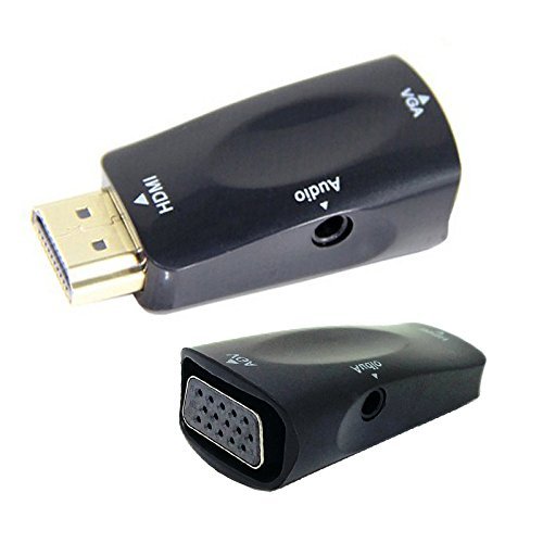 iNextStation The smallest Black HDMI TO VGA with Audio Adapter for PC Laptop to VGA Monitor, Power-Free Support Raspberry Pi