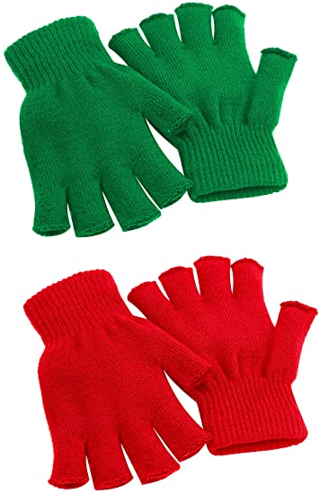 Cooraby 2 Pairs Unisex Warm Half Finger Gloves Winter Fingerless Gloves (L for Adults, M for Teens, S for Kids)