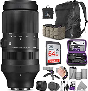 Sigma 100-400mm f/5-6.3 DG DN OS Contemporary Lens for Sony E with Altura Photo Advanced Accessory and Travel Bundle