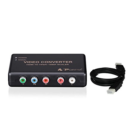 Portta PETHRSH1 HDMI to YPbPr Component RGB   R/L Converter v1.3 Scaler support R/L Audio output with HDMI Cable 2 M