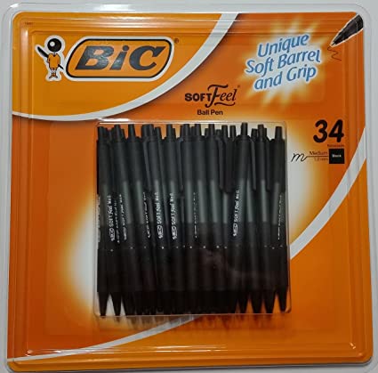 Bic Soft Feel Ball Pen, Black,Medium 1.0 mm, Retractable