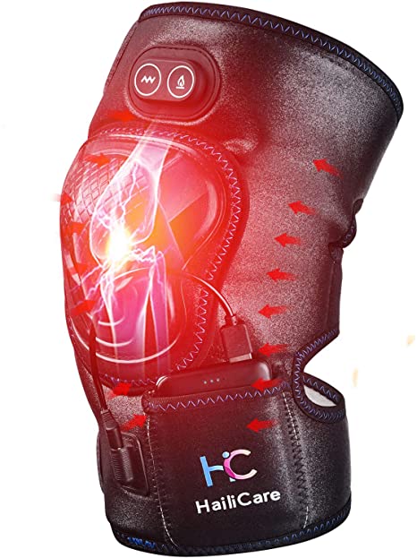 Massaging Heated Knee Massager, Heating Vibration Knee Brace Wrap Support Wireless Rechargeable Warm Therapy Heating Pad Physiotherapy Massager for Joint Pain Arthritis Meniscus Relief (Single One）