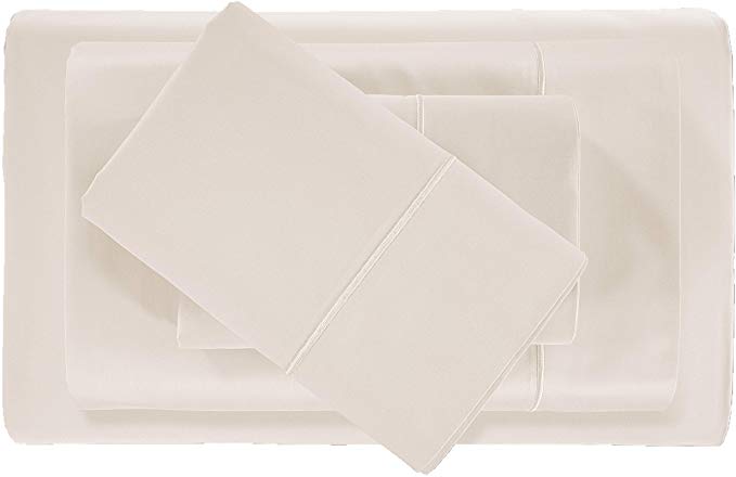 CHATEAU HOME COLLECTION Luxury 1000 Thread Count 100% Egyptian Cotton Solid Sheet Set (Queen, Ivory)