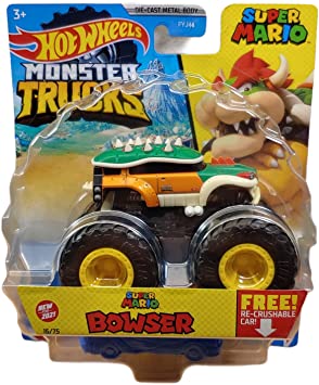 Hot Wheels Monster Trucks 2021 #16/75 Super Mario Bowser with Re-Crushable Car