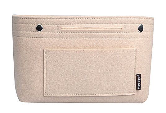 Vercord Handbag organizer,Felt Insert Purse Organizer Bag in Bag 10 Pockets Structure Shaper