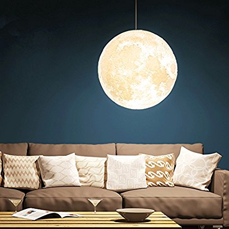 Gahaya 14" Moon Pendant Lamp 3D Printing Ceiling Light 3200K 6500K E26 LED