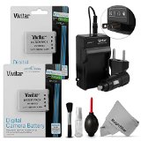 2 Pack Vivitar EN-EL5 Battery and Charger Kit for NIKON Coolpix P530 P520 P510 P100 P500 P5100 Cameras - Includes 2 Vivitar Ultra High Capacity Rechargeable 1200mAh Li-ion Batteries  ACDC Vivitar Rapid Travel Charger  Cleaning Kit  MagicFiber Microfiber Lens Cleaning Cloth