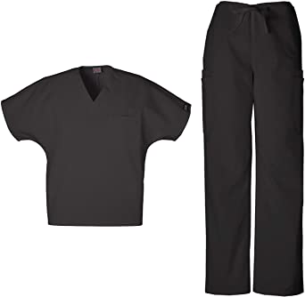 CHEROKEE Workwear Men's Dental/Medical Uniform Scrub Set - 4777 V-Neck Scrub Top & 4000 Drawstring Cargo Pants