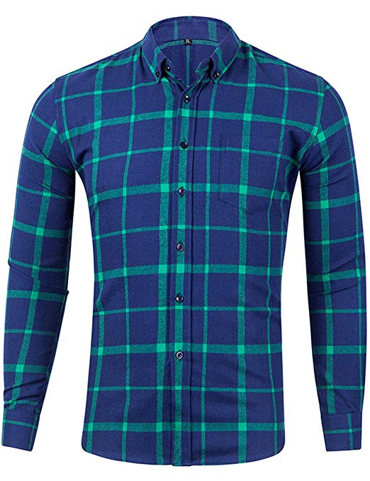 XI PENG Men's Dress Long Sleeve Flannel Shirt Thermal Plaid Checkered Jacket