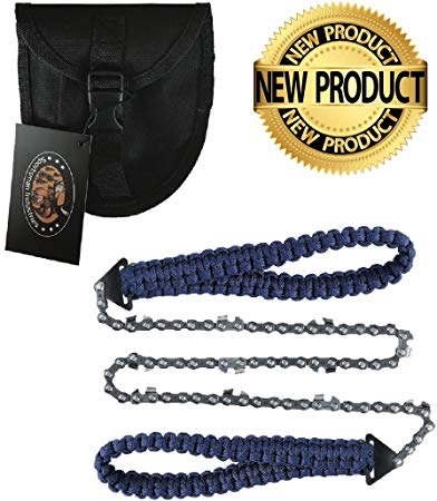 Paracord Pocket Chainsaw 36 Inch Long Chain. Best Compact Folding Hand Saw Tool for Survival Gear, Camping, Hunting, Tree Cutting or Emergency Kit. Replaces Your Pruning & Pole Saw