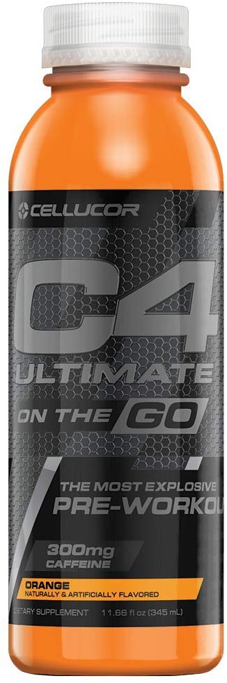 Cellucor C4 Ultimate On The Go Zero Sugar Pre Workout Drink, Energy Drink   Beta Alanine, Orange, 11.66 Ounce Bottles (Pack of 12)