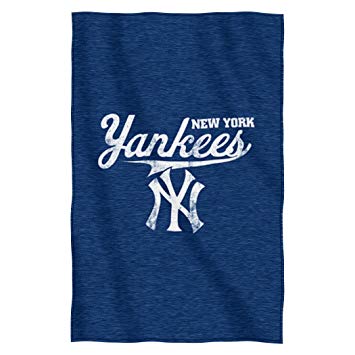 Officially Licensed MLB New York Yankees Script Sweatshirt Throw Blanket, 54" x 84"