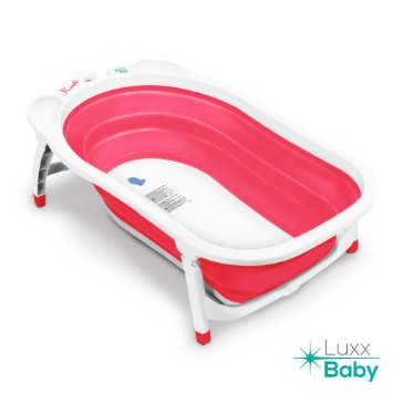 Luxx Baby BF1 Folding Bath Tub by Karibu wNon-Slip Mat Pink