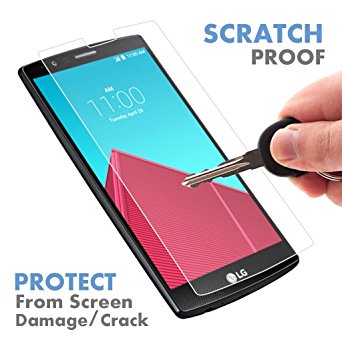 LG G4 ★ PREMIUM QUALITY ★ Tempered Glass Screen Protector by Voxkin ® - Top Quality Invisible Protective Glass With HD Display - Scratch Free, Perfect Fit & Anti Fingerprint - Looks Great on Any Cases