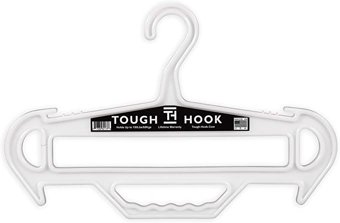 Tough Hook | Heavy Duty, Multipurpose Gear Hanger | 150 lb Load Capacity | Made in USA | High-Impact Plastic for Extreme Durability (White)