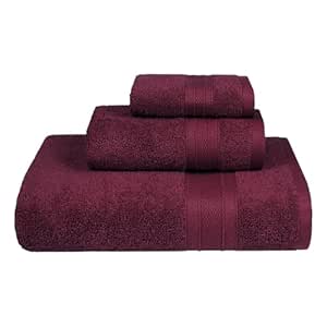 Trident Soft Comfort Air Rich Towels for Bath, 100% Cotton Towel, Super Soft, Highly Absorbent, 3 Pieces Towel Set, 500 GSM - Red Wine