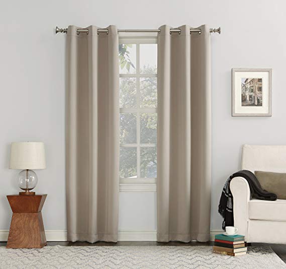 Sun Zero Easton Blackout Energy Efficient Grommet Curtain Panel, 40" x 108", Stone