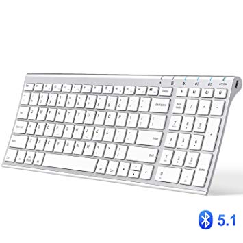 iClever Bluetooth Keyboard, Multi Device Keyboard Rechargeable Bluetooth 5.1 with Number Pad Ergonomic Design Full Size Stable Connection White Keyboard for iPad, iPhone, Mac, iOS, Android, Windows