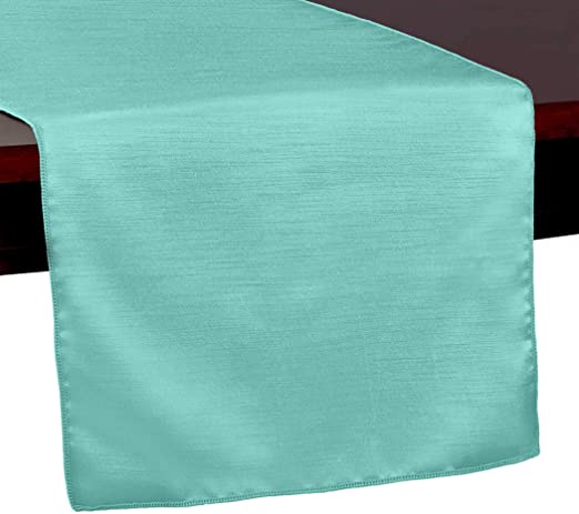 Ultimate Textile -2 Pack- Reversible Shantung Satin - Majestic 14 x 72-Inch Table Runner, Aqua Blue