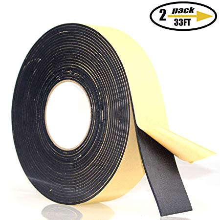 Foam Insulation Tape Adhesive, Seal, Doors, Weatherstrip, Waterproof, Plumbing, HVAC, Windows, Pipes, Cooling, Air Conditioning, Weather Stripping, Craft Tape (66 Ft x 1/8" x 2")