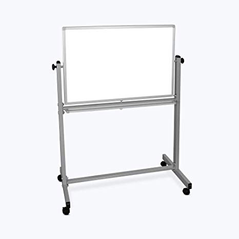 Offex Mobile Double Sided 36 x 24 Inches Reversible Adjustable Magnetic Whiteboard Easel with Chrome Frame, 4 Casters (OF-MB3624WW)