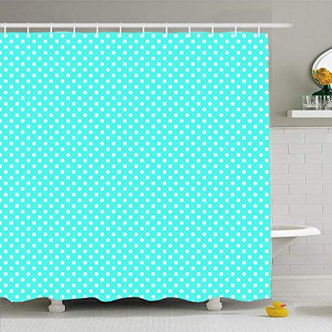 Ahawoso Shower Curtain 72 x 72 Inches Pin Blue Aqua Polka Dot Pattern Abstract Party Teal Tiny Light Small Design Waterproof Polyester Fabric Bathroom Set with Hooks